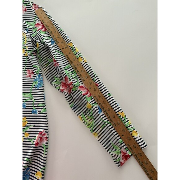 IBKUL Dress Size L Blue White Stripe Floral Mesh Sleeve Golf Fish Beach UPF - Picture 14 of 16